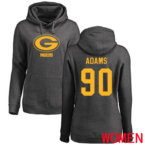 Green Bay Packers Ash Women #90 Adams Montravius One Color Nike NFL Pullover Hoodie Sweatshirts